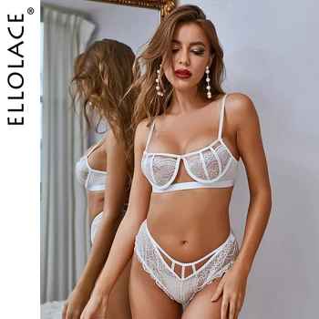 

Ellolace Women's Underwear Sexy Lingerie Set Lace Bra Set Transparent Brassiere Including Wire Female Underwear Set Wholesale