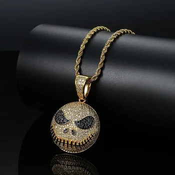 

Fashion Exquisite Iced Out Christmas Grimace Crystal Pendant Hip Hop Necklace