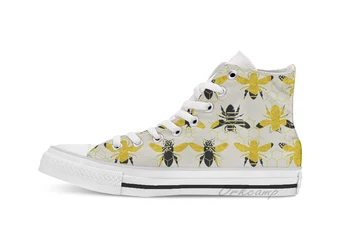 

Bee pattern High Top Canvas flat Casual Custom Design shoes Drop Shipping