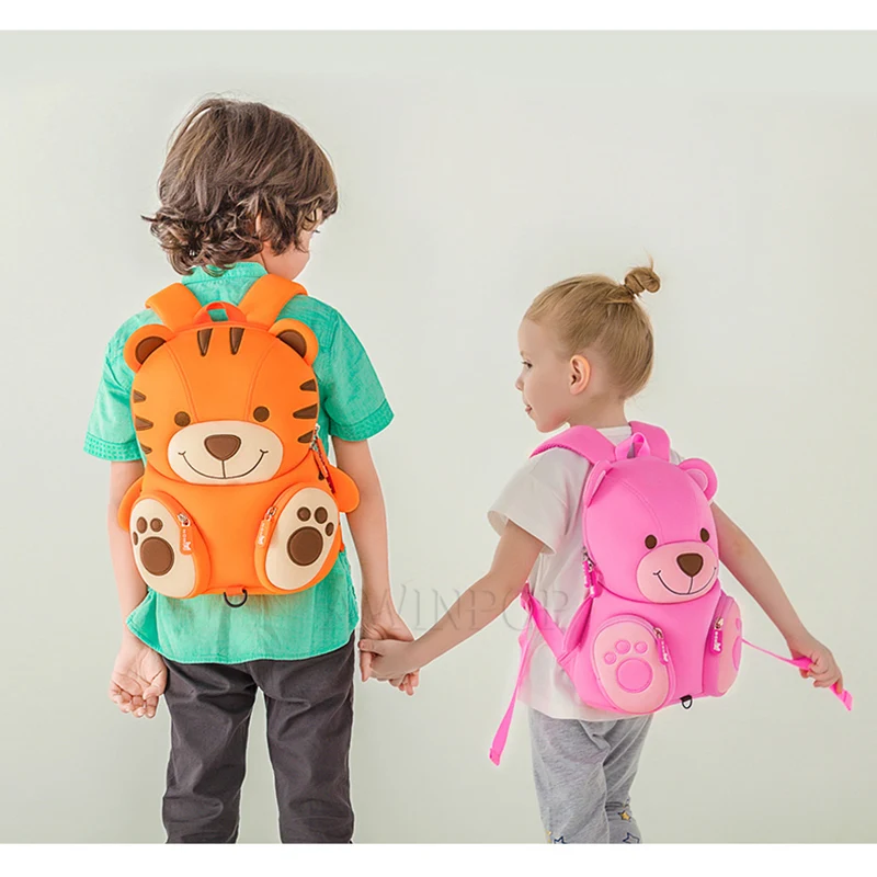 Школьные сумки с объемным рисунком розового медведя для девочек и мальчиков; школьный рюкзак с милой собачкой для малышей; сумка для книг; детская сумка для детского сада; Mochila