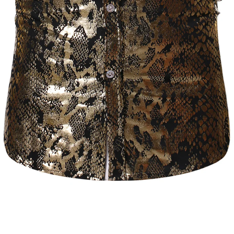 Мужские сексуальные платья с принтом змеи, рубашки Chemise Homme 2019, новая брендовая рубашка для ночного клуба, мужская приталенная рубашка с