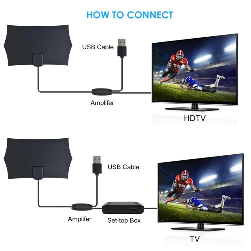 New 980 Miles Range Antenna TV Digital HD 4K Antena Digital Indoor HDTV 1080P with Amplifier Signal Booster TV
