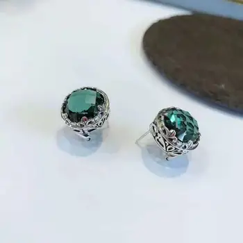 

International Standard 925 Sterling Silver Green Crystal Earrings and Stud Earrings for Women Free Shipping