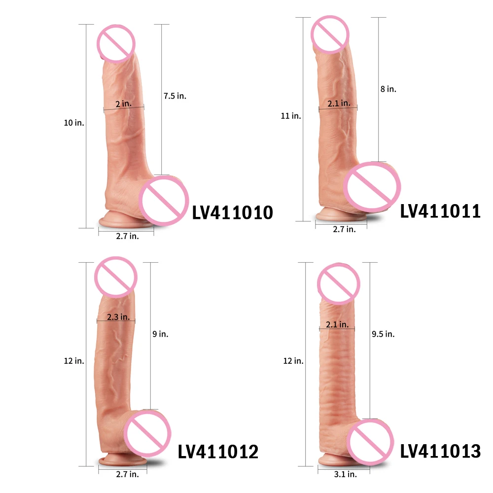 Lovetoy Dual Layer Silicone Dildos 10-12" Hug Realistic Penis Female Masturbation Lifelike Dildo with Suction Cup Sex Plug Toy 2