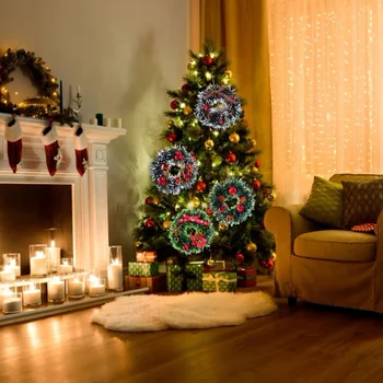 

4Pcs Simulation Garland Artificial Red Berries Gift Box Wreath Wall Hanging Wreath Pendant for Christmas Home Party Decor (Assor