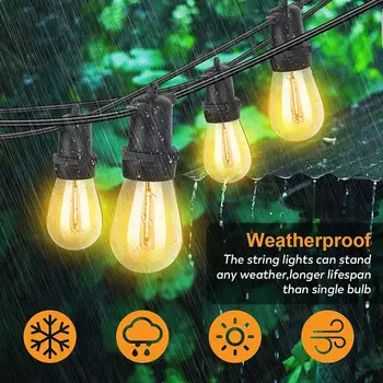 

IP65 15M 15Bulbs LED S14 String Lights E27 LED Retro Edison Filament Bulb Outdoor Garden Patio Holiday Wedding Light String