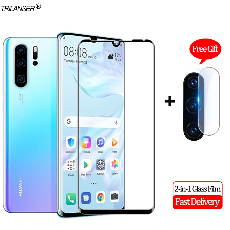glass huawei p 30 lite (хуавей p30 лайт) стекло 2 в 1 Камера для линзы пленка pro Экран Защитная