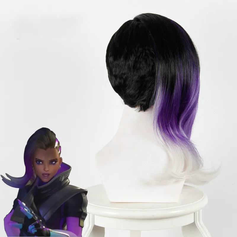 Overwatch Sombra OW игра термостойкие синтетические волосы аксессуары для косплея реквизит Хэллоуин вечерние парик+ крышка парик
