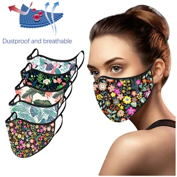 

Adult Cycling Running Mouth Mask Cover Windproof Anti-spitting Protective Washable Mask Flower Printed Pattern Cotton Mascarilla