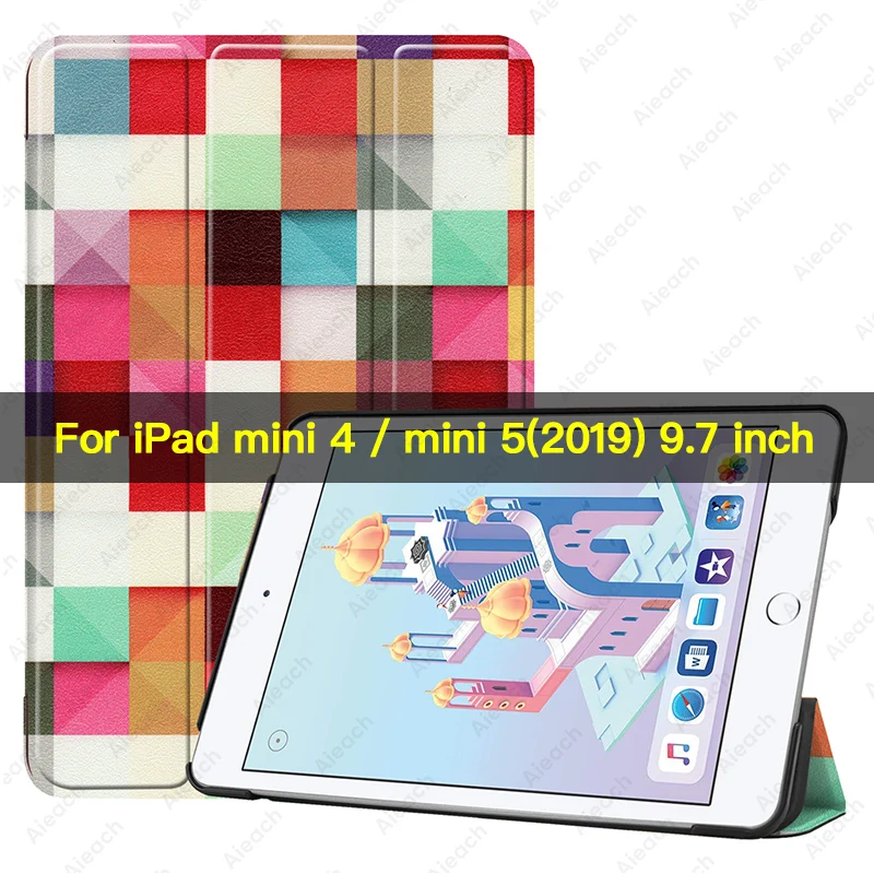 Чехол для iPad mini 5,, 7,9 дюймов, из искусственной кожи, трехслойная подставка, автоматический режим сна, пробуждение, Умный Магнитный чехол для iPad mini 4, чехол, Funda - Цвет: Magic cube