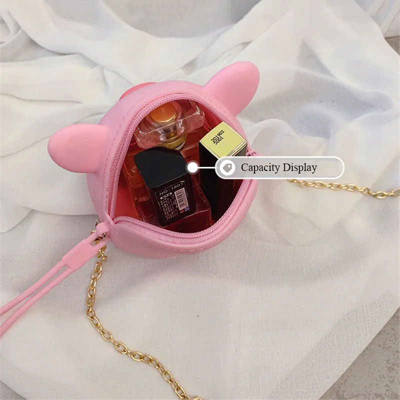 Q UNCLE модный детский кошелек с розовой Свинкой и кроликом, сумка для монет, маленькая сумочка с ремешком, женская сумка через плечо, силиконовый водонепроницаемый кошелек