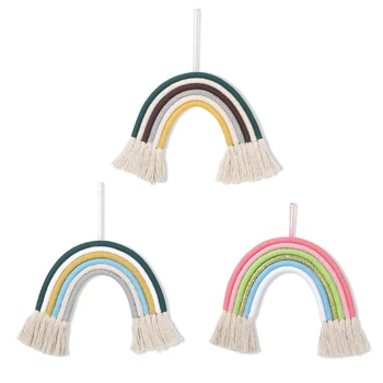 

Nordic Kids Room Rainbow Hanging Decor Hand-woven Macrame Tapestry Home Party Ornaments Accessories