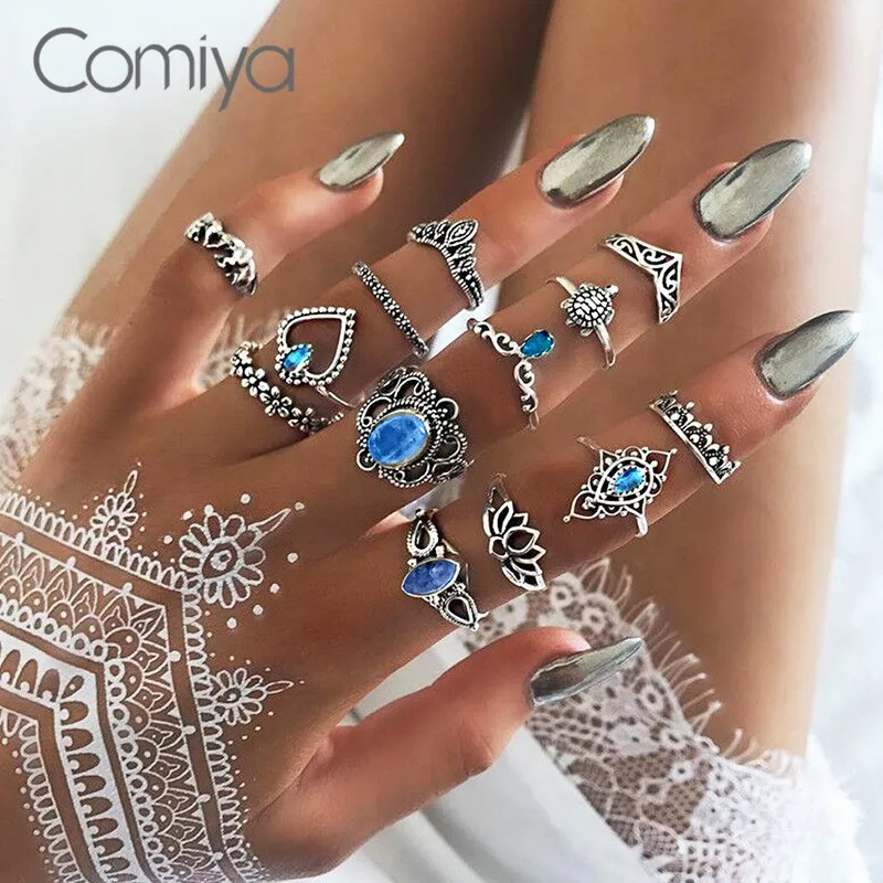 Женские кольца с кристаллами Comiya винтажные серебряного цвета из цинкового
