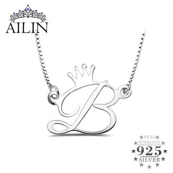 

Personalize Initial Crown Necklace In Sterling Silver For Valentine's Day Gift