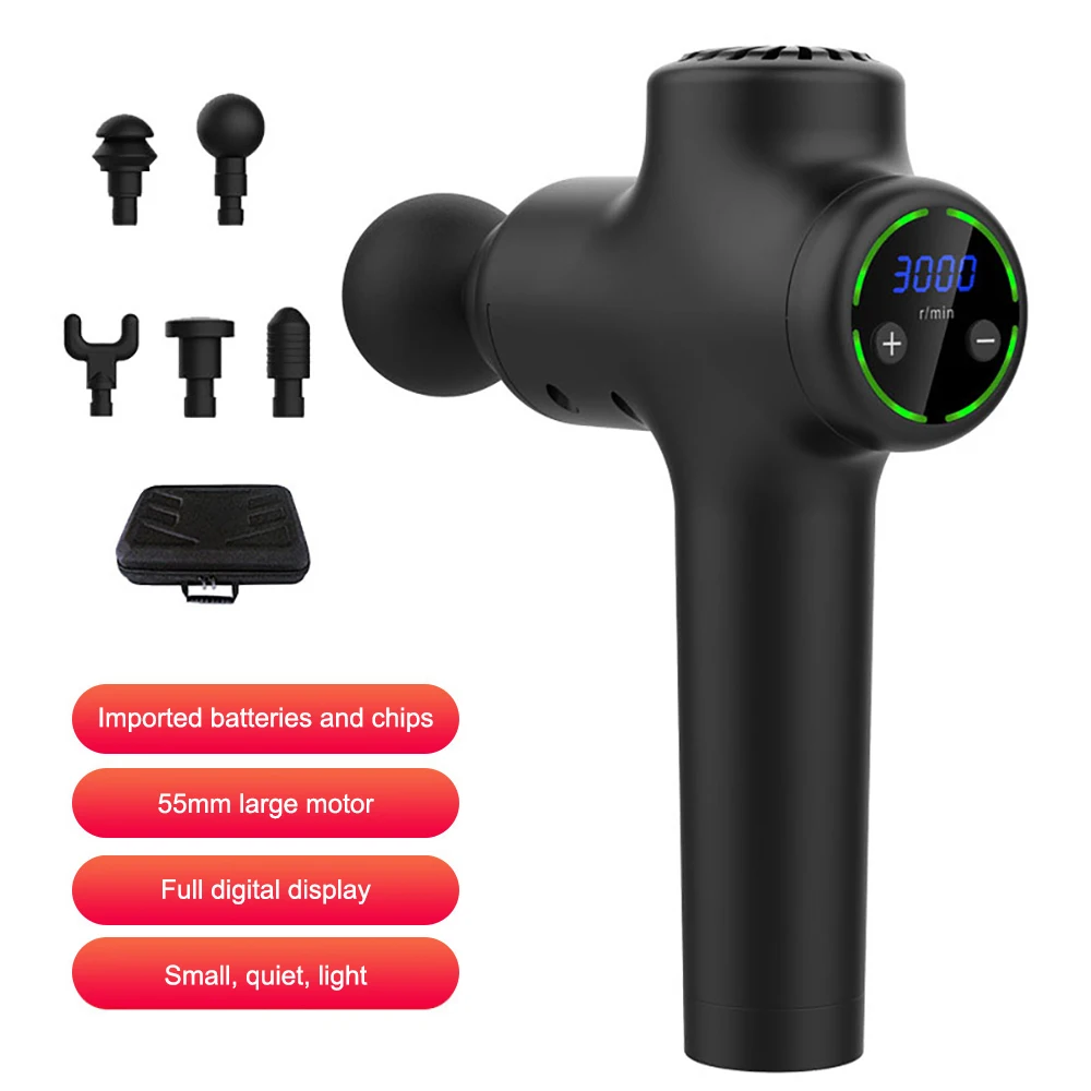 

6 Heads 8 Files Massage Gun with LCD display Athlete Sports Recovery Muscle Body Relax Therapy Massager