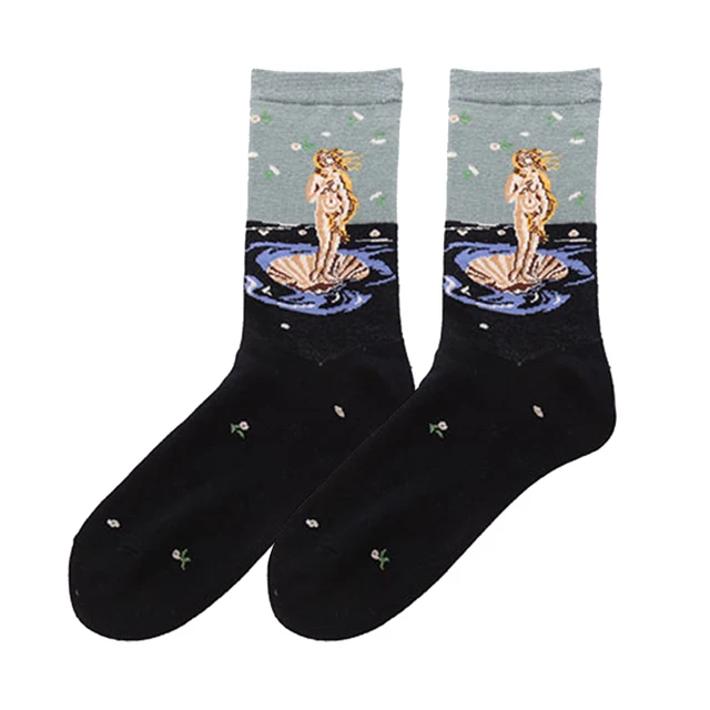 Starry Night Winter Retro Women Personality Art Van Gogh Mona Lisa Famous Painting Men Socks Oil Funny Happy Socks Dropshopping Socks 22