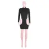 Sexy Hollow Out Pencil Mini bodycon Beach Dress Women  Long Sleeve Turtleneck Side Cut Clubwear Party Women Beach Dress Undress ► Photo 3/6