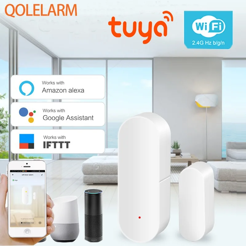 Tuya умный дом безопасности Wi-Fi дверь сигнализация система wifi датчик оконной двери детектор через приложение Совместимость Amazon Alexa Google Home