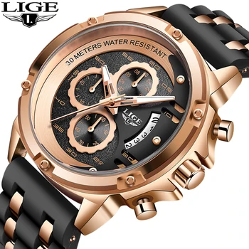

Watch Men 2020 Warterproof Sport Silicone LIGE Mens Watches Top Brand Luxury Male Business Quartz Gold Watch Relogio Masculino
