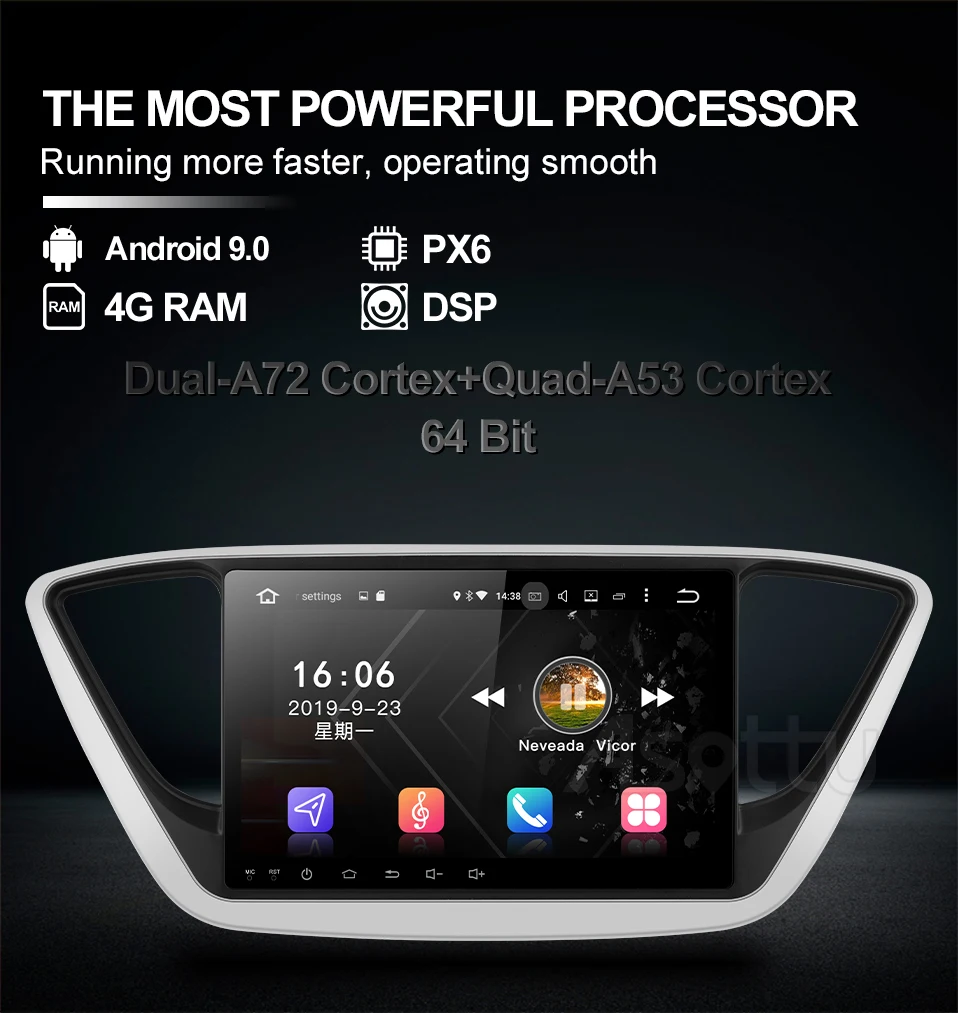Asottu HY603 android 9,0 PX6 автомобильный DVD для hyundai Verna solaris головное устройство автомобиля Радио Навигация 2 din gps dvd