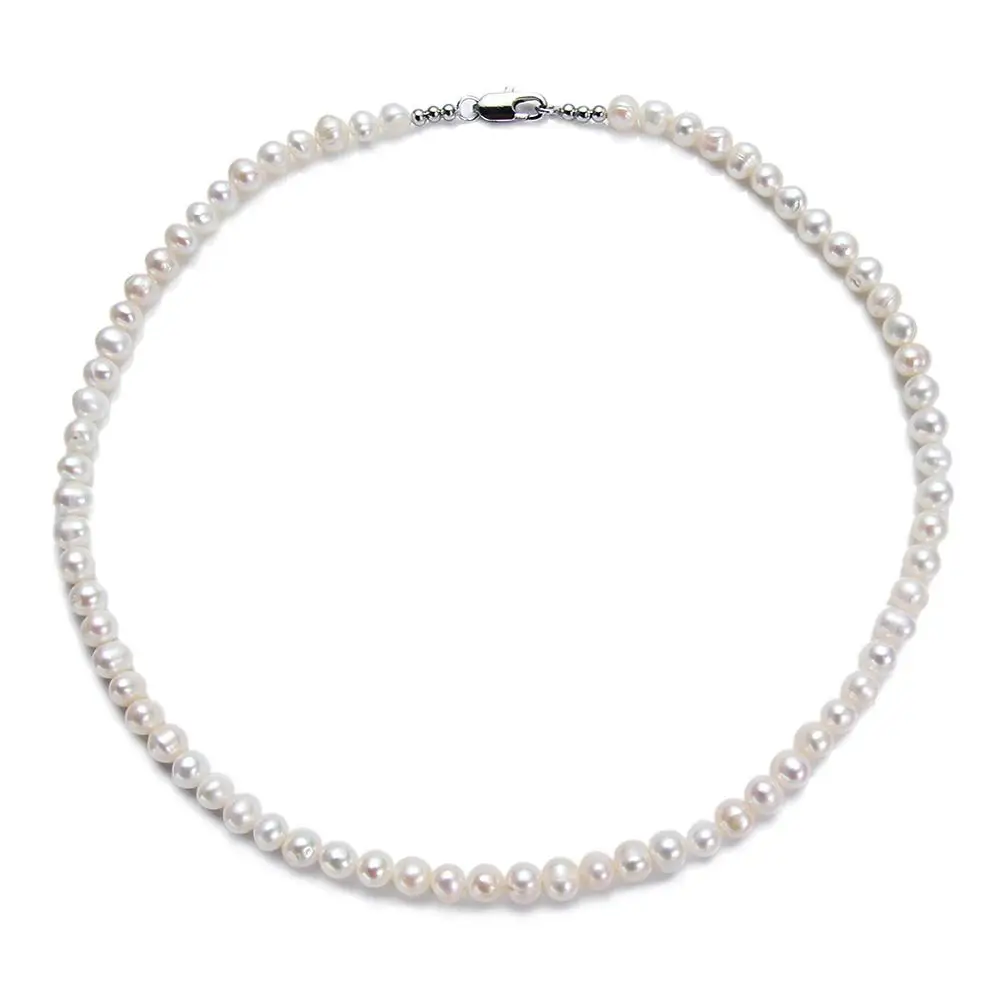 Ожерелье из натурального пресноводного жемчуга для женщин, белый жемчуг, длина 45 см, ожерелье, ювелирное изделие, 6-7 мм, жемчуг, подарок, модное ювелирное изделие