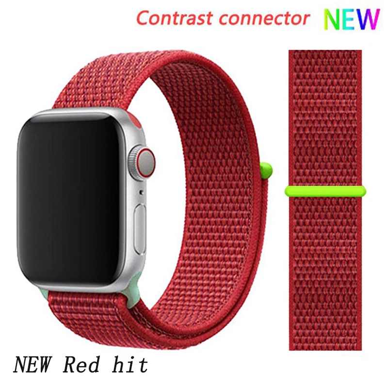 Ремешок для apple watch 5 4 ремешок 44 мм 40 мм Correa 42 мм 38 мм iwatch 5 4 3 2 нейлоновый браслет pulseira ремешок для часов - Цвет ремешка: NEW Red 9 hit