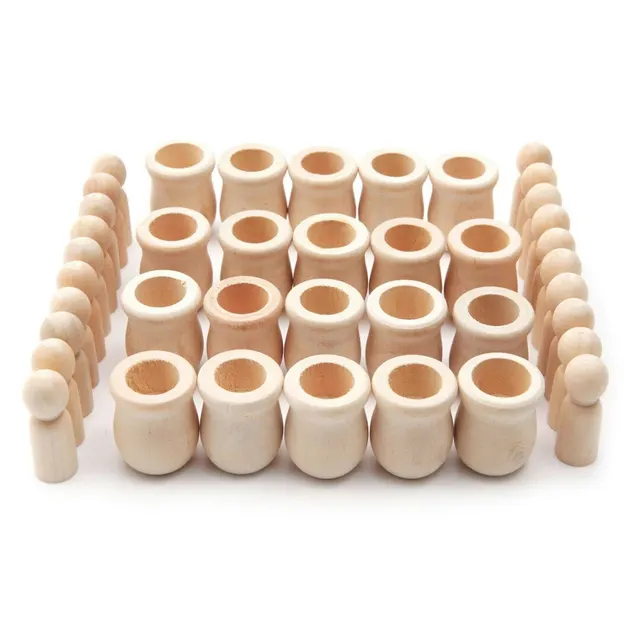 Új 20Dros Fából Készült Csapdababák Befejezetlen Kézműves Diy Festékfesték Parti Esküvői Otthoni Dekorációhoz Fa Emberek Fészkelnek - Image 2