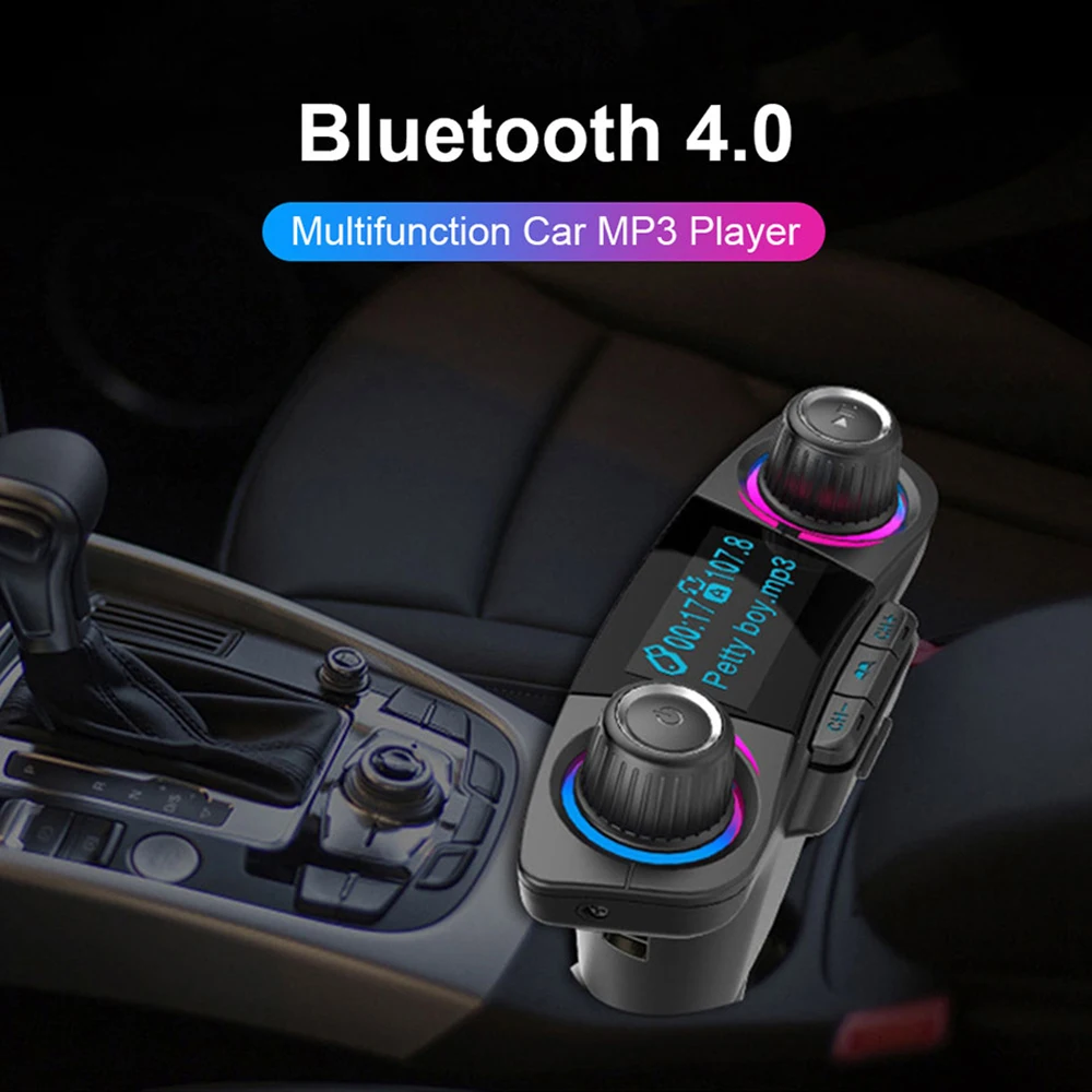 Включение питания Bluetooth 5,0 fm-передатчик модулятор громкой связи автомобильный комплект TF USB музыка AUX аудио mp3-плеер