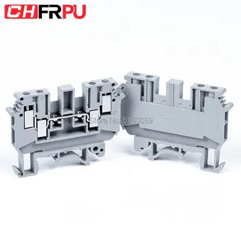 

CHFRPU 10Pcs UDK-4 Din Rail Terminal Blocks Screw Connection Multi Conductor Double in and out Terminal UDK4