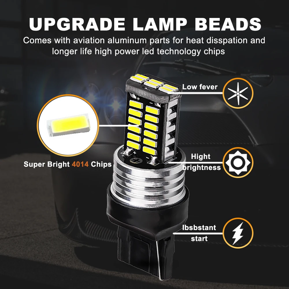 NLpearl  õ 극ũ, 2X ȣ , T20 7440 LED W21W Wy21W 7443 W21 5W LED 4014SMD 3157 LED P27 7W T25 3156 P27W 12V