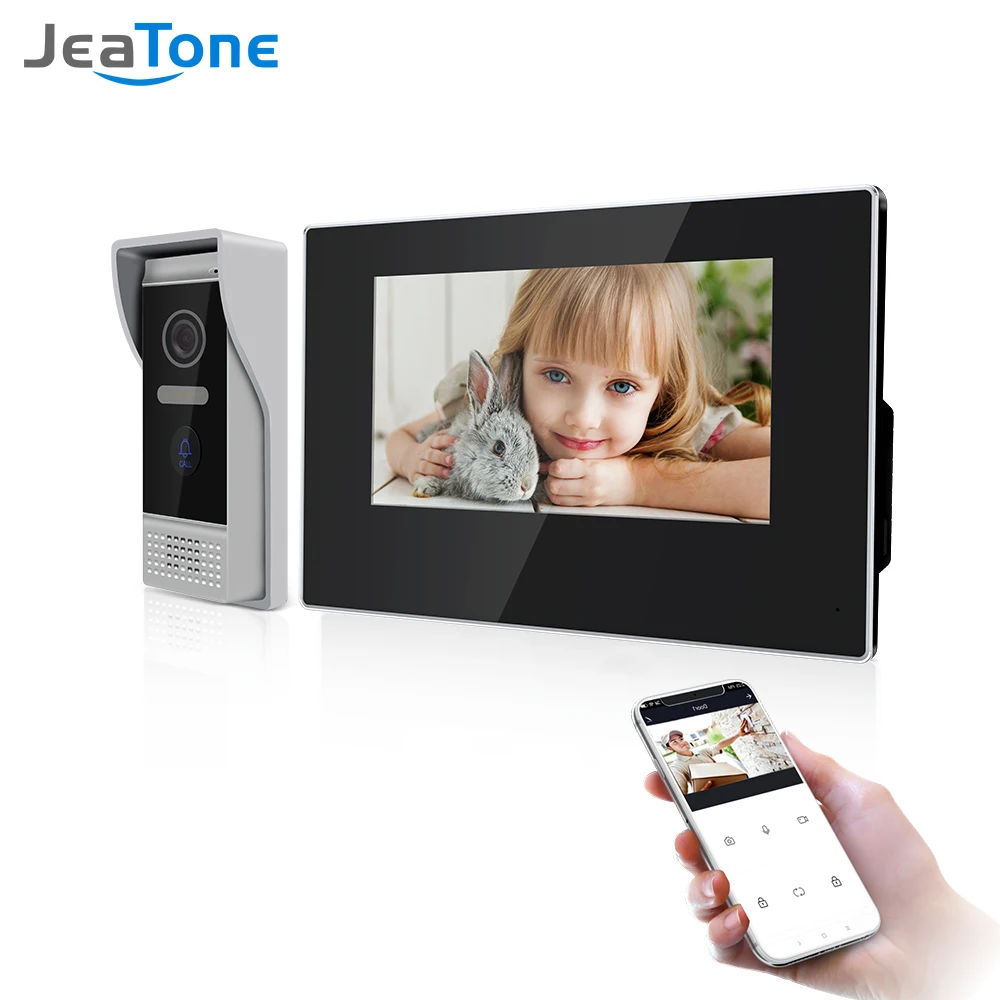 Jeatone 7-дюймовый Wi-Fi видеодомофон домашняя система безопасности белый цветной