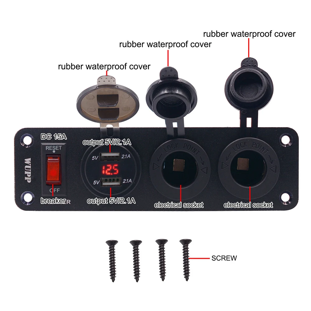 DC12V Светодиодный переключатель для мотоцикла и автомобиля, панель освещения для сигарет, розетка, выключатель, зарядное устройство, вольтметр, монитор для грузовика, морской лодки