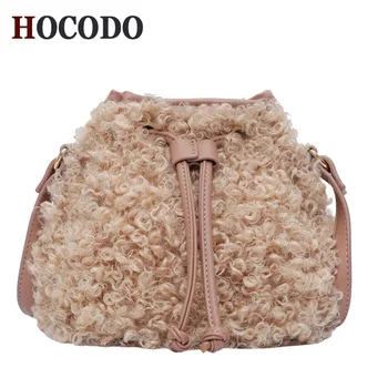 

Plush Drawstring Bucket Bag Crossbody Bags For Women 2019 Mini Shoulder Messenger Bag Lady Cell Phone Handbags And Purses