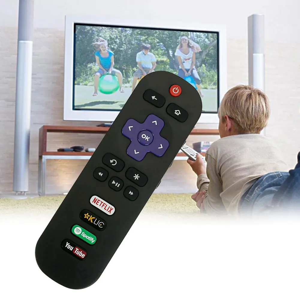 

TV5 Black Easy Operate Home Remote Control Portable Sensitive Plastic Battery Powered Smart Practical Replacement For TCL ROKU