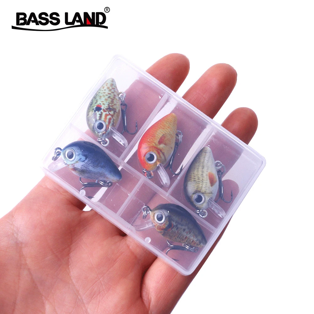 

Bassland 5PCS Mini Crank Fishing Bait 3cm 1.5g Artificial Crankbait Hard Lure Floating Wobber For Bass Trout Fishing Tackle
