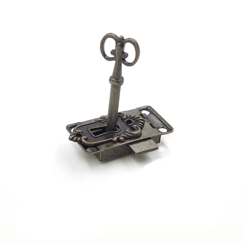 Serratura Per Porta In Ferro Antico Cassetto Gioielli Scatola Di Legno Armadio Armadio Armadio Serratura + Chiave Ferramenta Per Mobili Argento/Nero/B