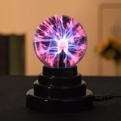 Usb charing plasma bola toque lâmpada de 3 polegadas luminescente eletrostática íon mágico bola de cristal lâmpada novidade atmosfera luz da noite