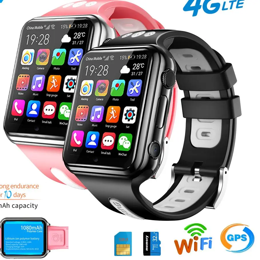 New H1/W5 4G GPS Wifi location Student/Kids Smart Watch Phone android system clock app install Bluetooth Smartwatch 4G SIM Card