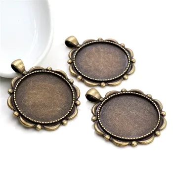 

5pcs 30mm Inner Size Antique Bronze Classic Style Cabochon Base Setting Charms Pendant (B6-37)