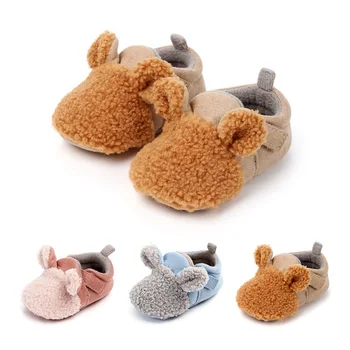

New born Boy Girls Toddler First Walkers Baby Shoes Round Toe Flats Soft Slippers Shoes Winter Baby Warm Soft Sole No-slip Shoe