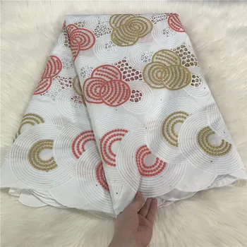 

5 Y Swiss lace fabric 2020 heavy beaded embroidery African lace fabrics 100% cotton fabric Swiss voile lace in Switzerland 2L073