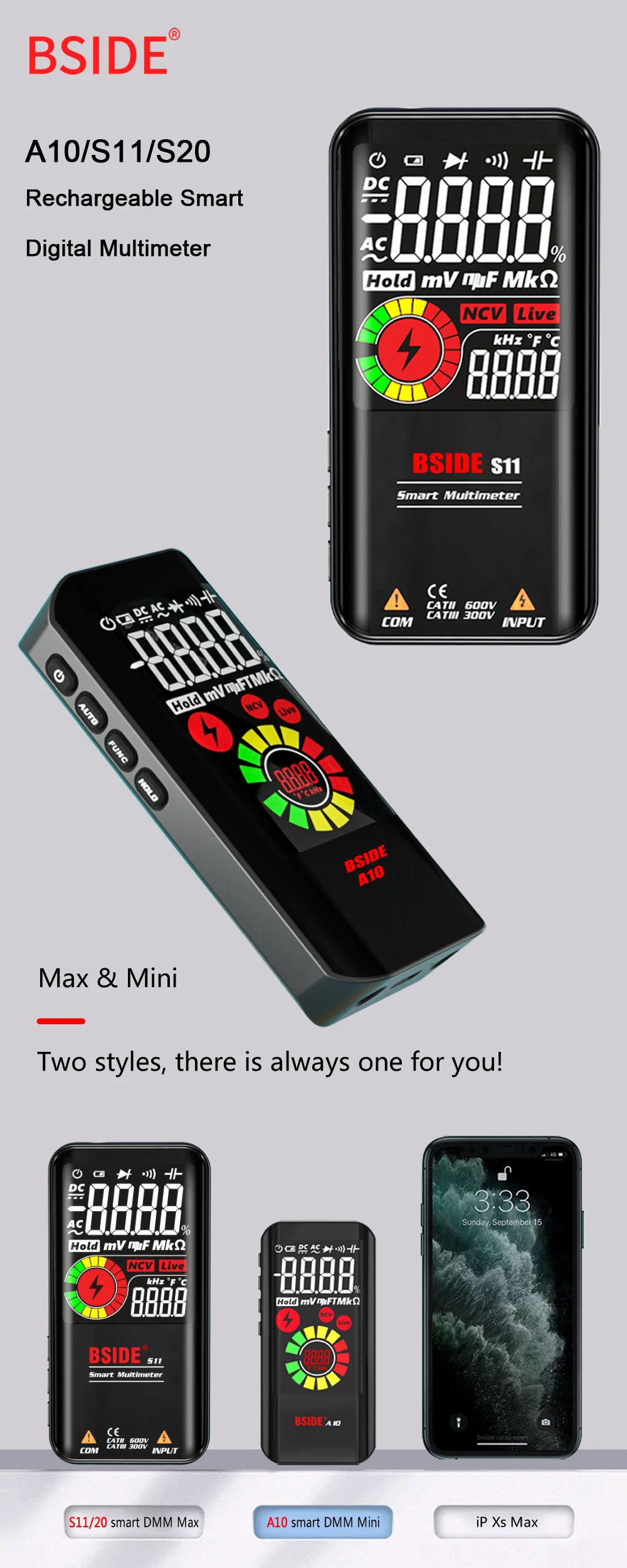 multimetro inteligente dc ac tensão capacitor ohm