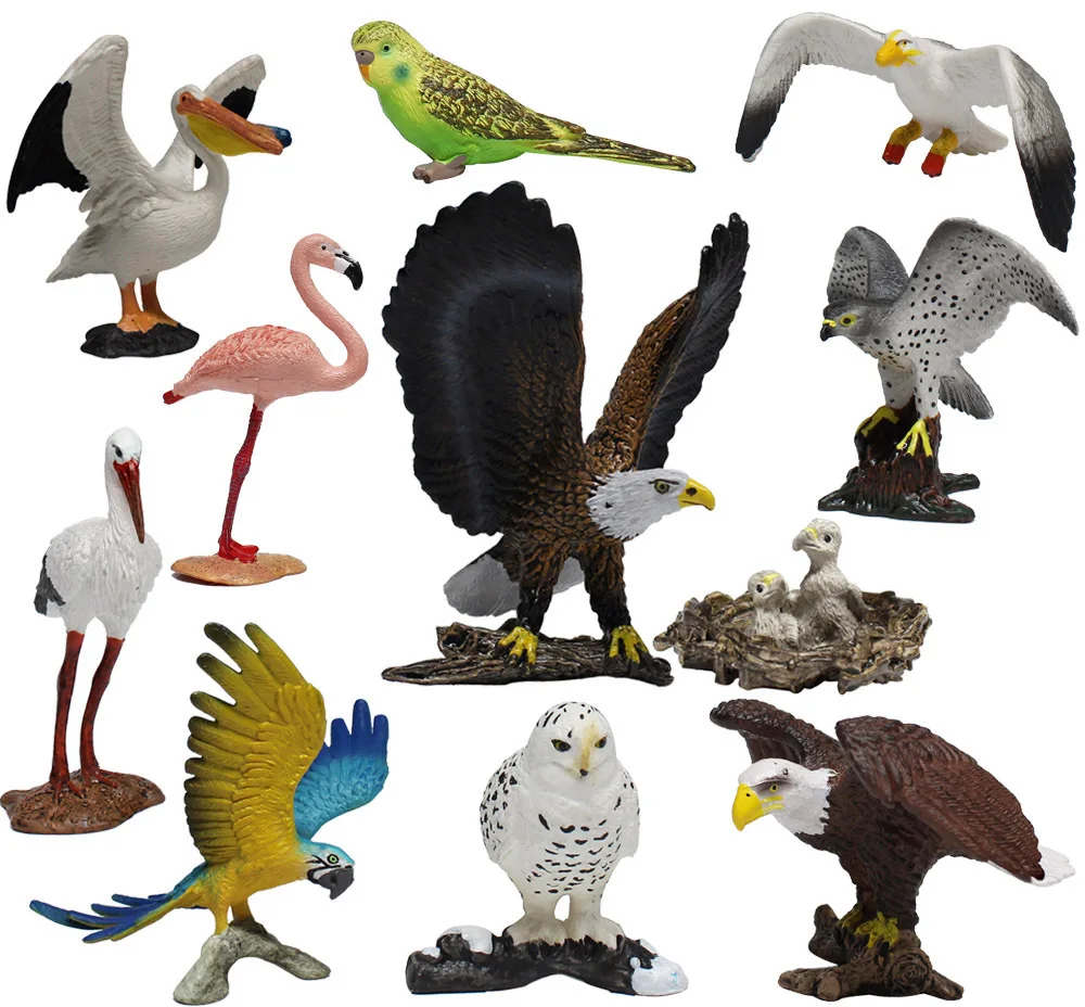 

New Products Children Solid Model Birds Model Toy Flamingo Eagle American Carve Parrot River Model Toy