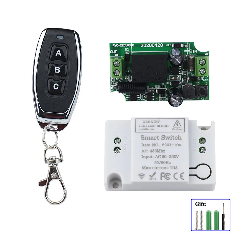 Newest Lighting Remote Control Switch 110V 220V 433Mhz rf Switch Relay Receiver and Transmitter for Led and Bulb control OnOff-3