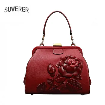 

SUWERER 2020 New real cowhide fashion women Genuine Leather bag famous brand Luxury handbags women leather handbags tote bag
