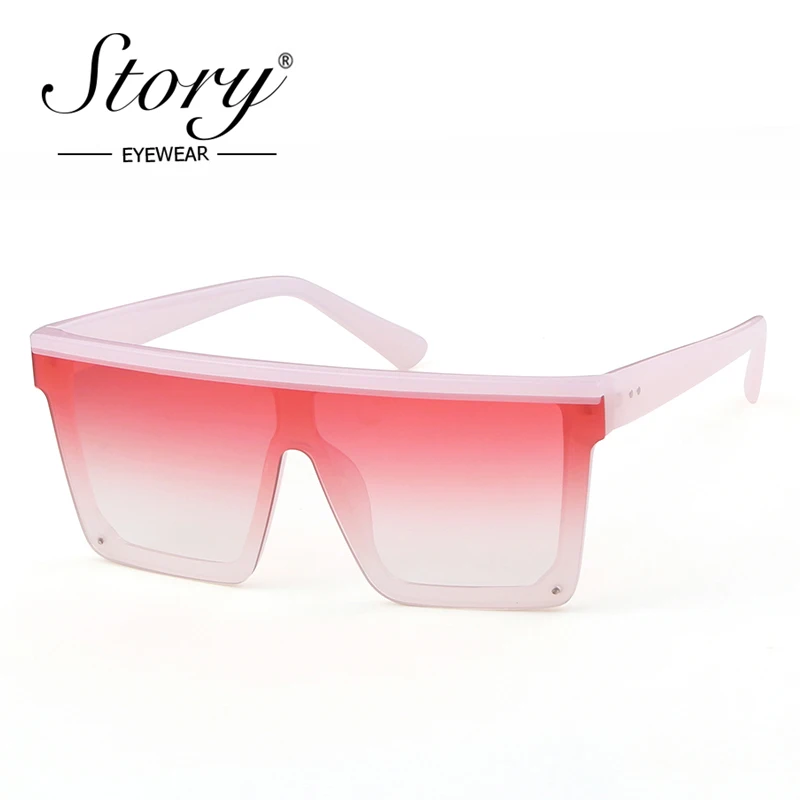 

Story Fashion Pink Square Sunglasses Women Men 2020 Brand Design Vintage Silver Mirrored Flat Top Sun Glasses 90s Shades S2039M