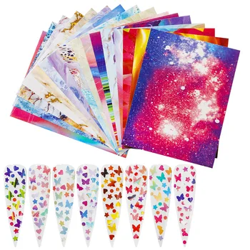 

16pcs Holographic Nail Flame Butterfly Star Nail Foil Love Shape Nail Sticker Nail Art Transfer Nail Art Decorations Nail Decal