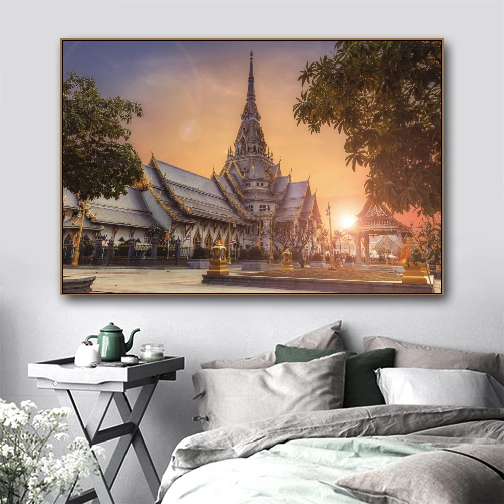 Таиланд грандиозный постер со дворцом настенная живопись на холсте Современные плакаты и принты настенные картины для гостиной спальни украшения