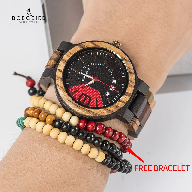BOBO BIRD новинка уникальный дизайн в стиле милитари Dail Auto Date красочные деревянные