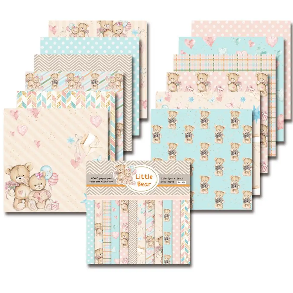 

24Pcs/Set Photo Albums Stickers DIY Scrapbook Paper Account Card Making Background Paper 6 Inch Pattern Papers Kid Gift